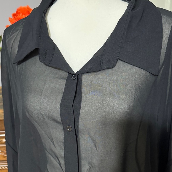 Black Sheer Butterfly Blouse 7XL - Picture 3 of 9